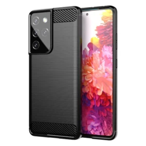 Carbon Case Flexible Cover TPU Case for Samsung Galaxy S21 Ultra 5G blackeng