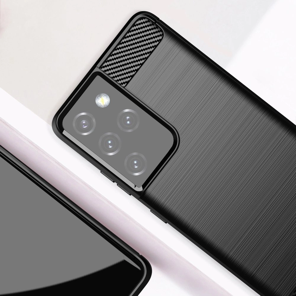 Carbon Case Flexible Cover TPU Case for Samsung Galaxy S21 Ultra 5G blackeng