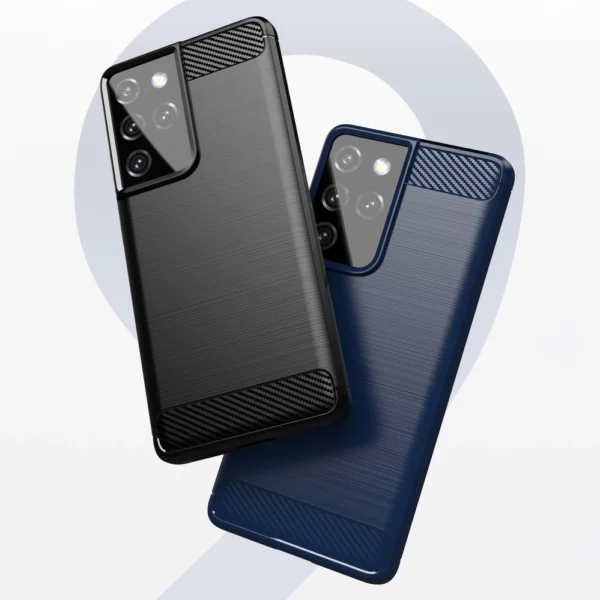 Carbon Case Flexible Cover TPU Case for Samsung Galaxy S21 Ultra 5G blueeng