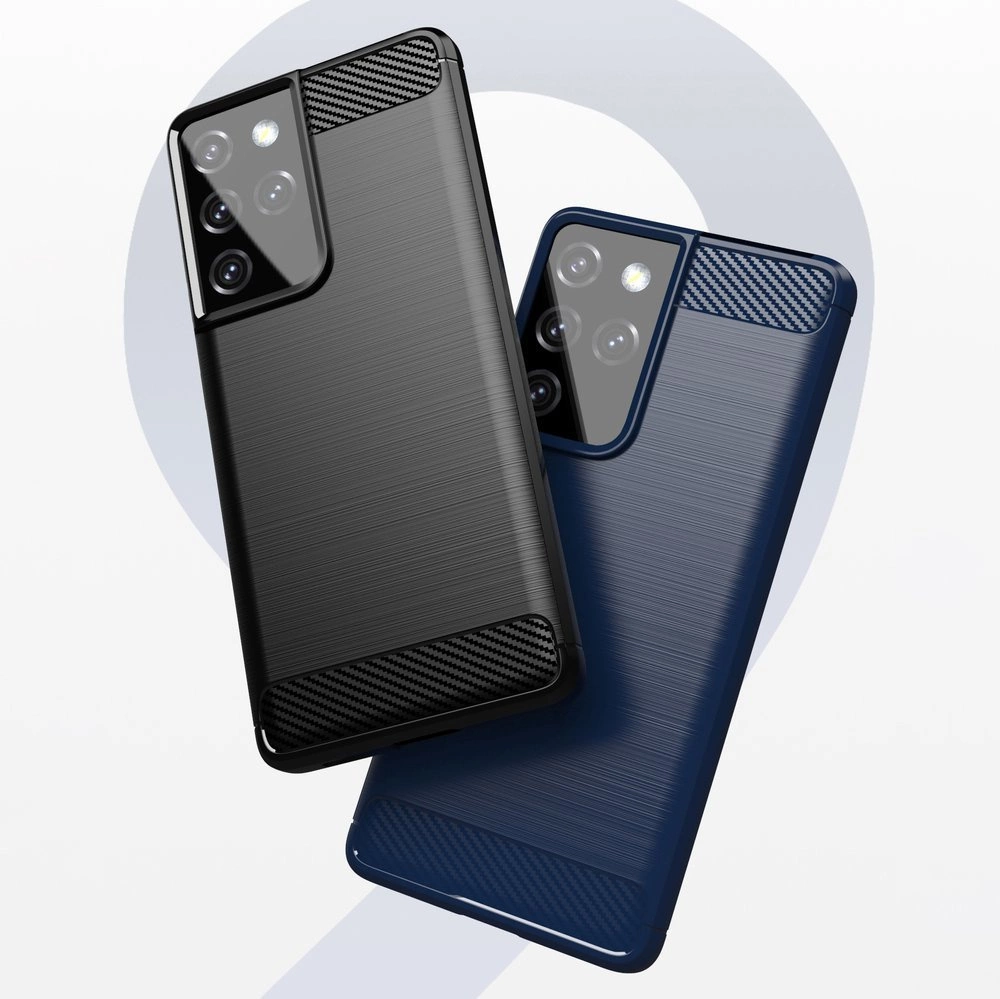 Carbon Case Flexible Cover TPU Case for Samsung Galaxy S21 Ultra 5G blueeng
