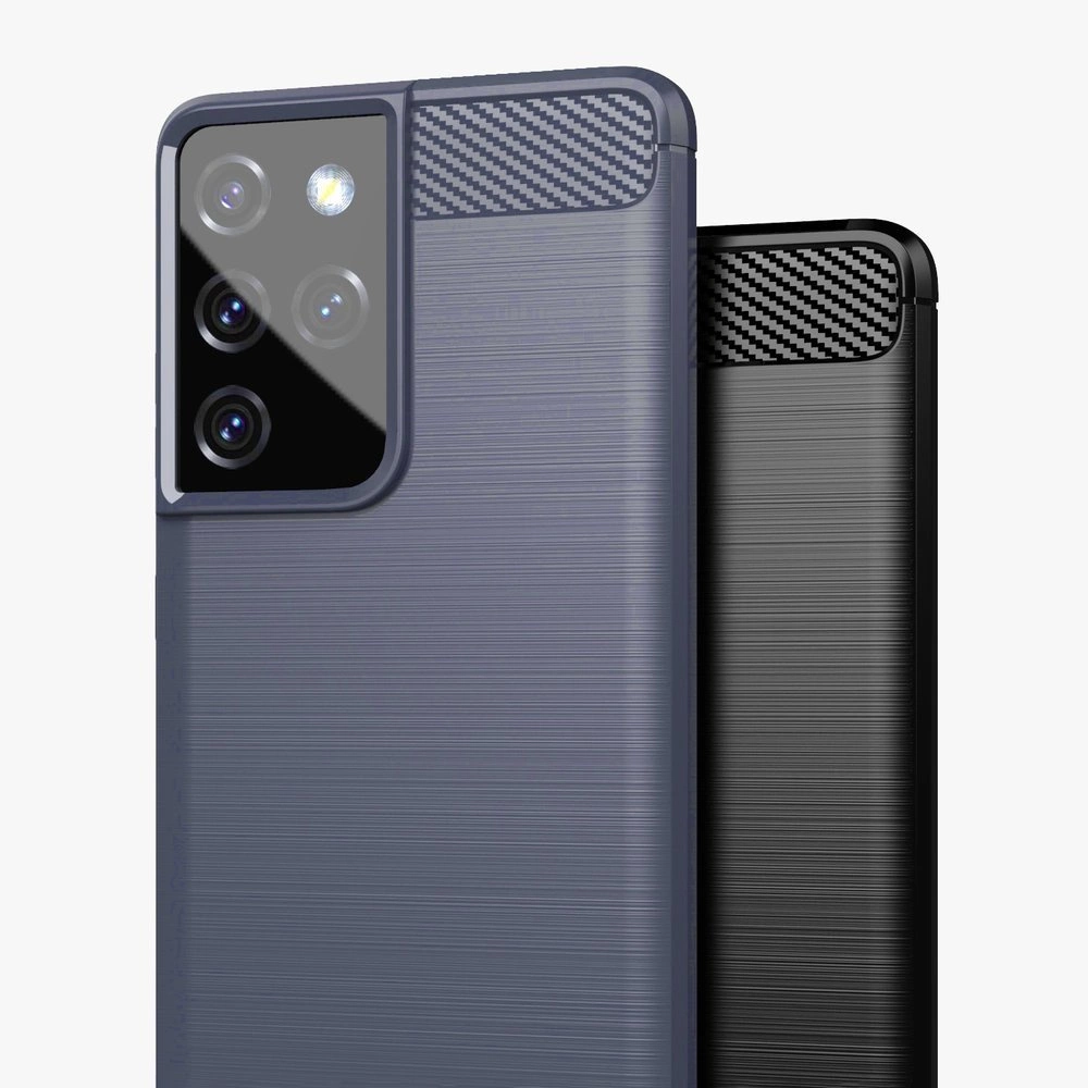 Carbon Case Flexible Cover TPU Case for Samsung Galaxy S21 Ultra 5G blueeng