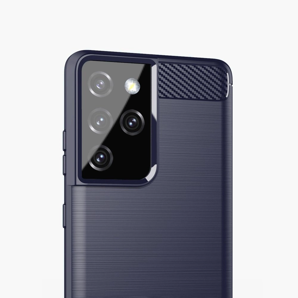 Carbon Case Flexible Cover TPU Case for Samsung Galaxy S21 Ultra 5G blueeng