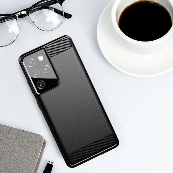 Carbon Case Flexible Cover TPU Case for Samsung Galaxy S21 Ultra 5G blueeng