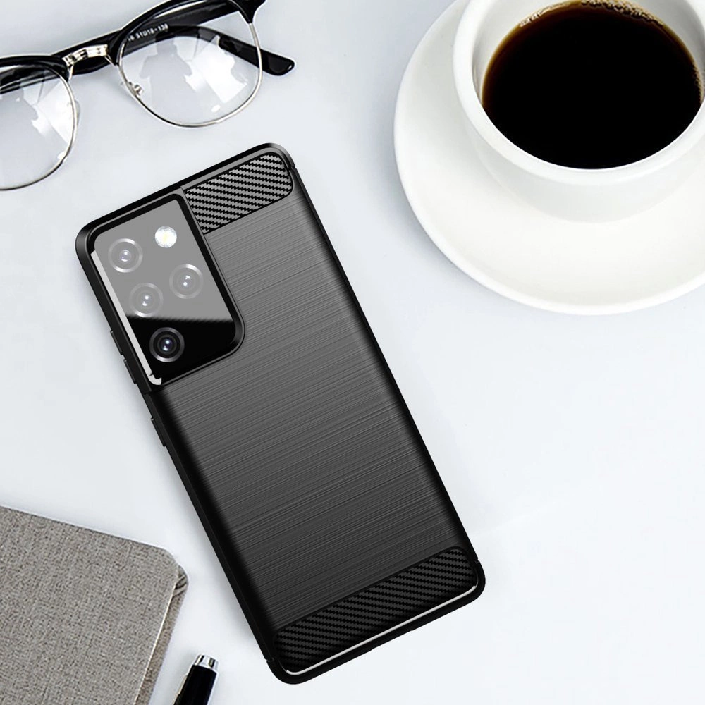 Carbon Case Flexible Cover TPU Case for Samsung Galaxy S21 Ultra 5G blueeng