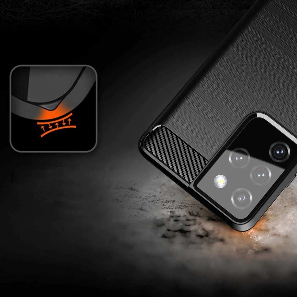 Carbon Case Flexible Cover TPU Case for Samsung Galaxy S21 Ultra 5G blueeng