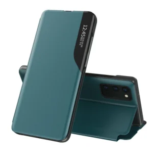 Eco Leather View Case elegant bookcase type case with kickstand for Samsung Galaxy A72 4G greeneng