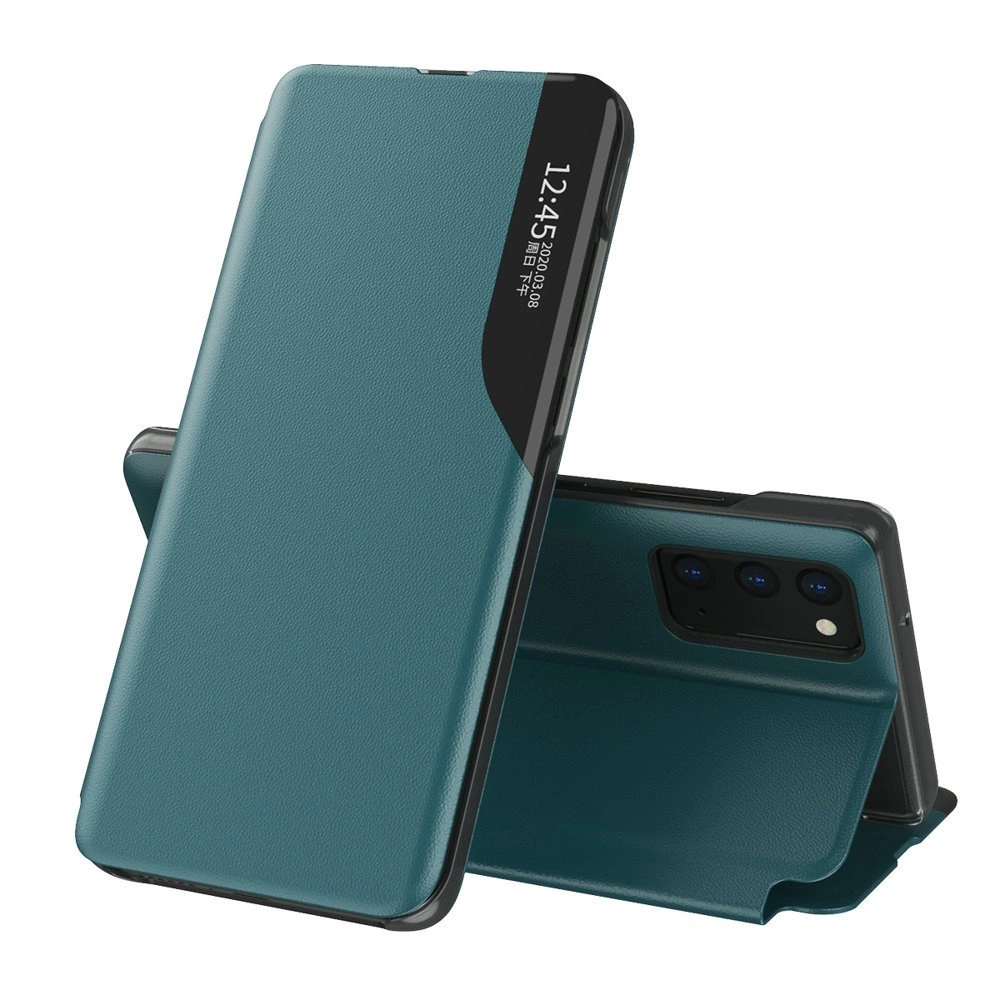 Eco Leather View Case elegant bookcase type case with kickstand for Samsung Galaxy A72 4G greeneng