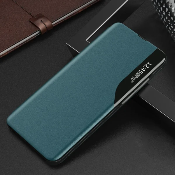 Eco Leather View Case elegant bookcase type case with kickstand for Samsung Galaxy A72 4G greeneng
