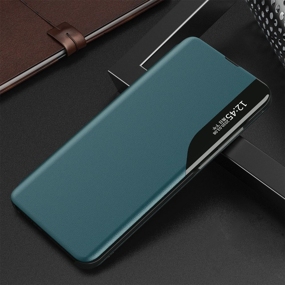 Eco Leather View Case elegant bookcase type case with kickstand for Samsung Galaxy A72 4G greeneng