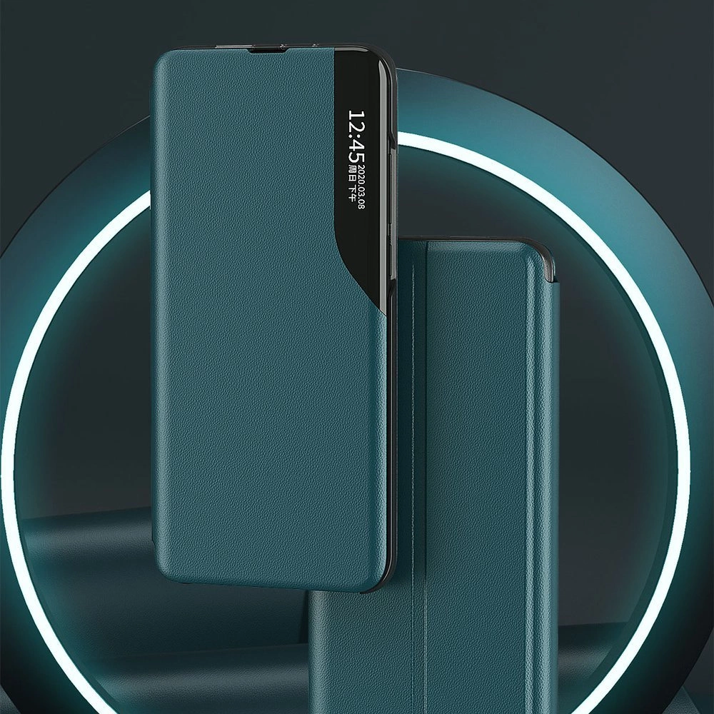Eco Leather View Case elegant bookcase type case with kickstand for Samsung Galaxy A72 4G purpleeng