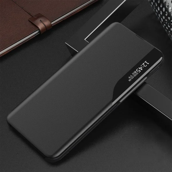 Eco Leather View Case elegant bookcase type case with kickstand for Samsung Galaxy A52s 5G / A52 5G / A52 4G blackeng