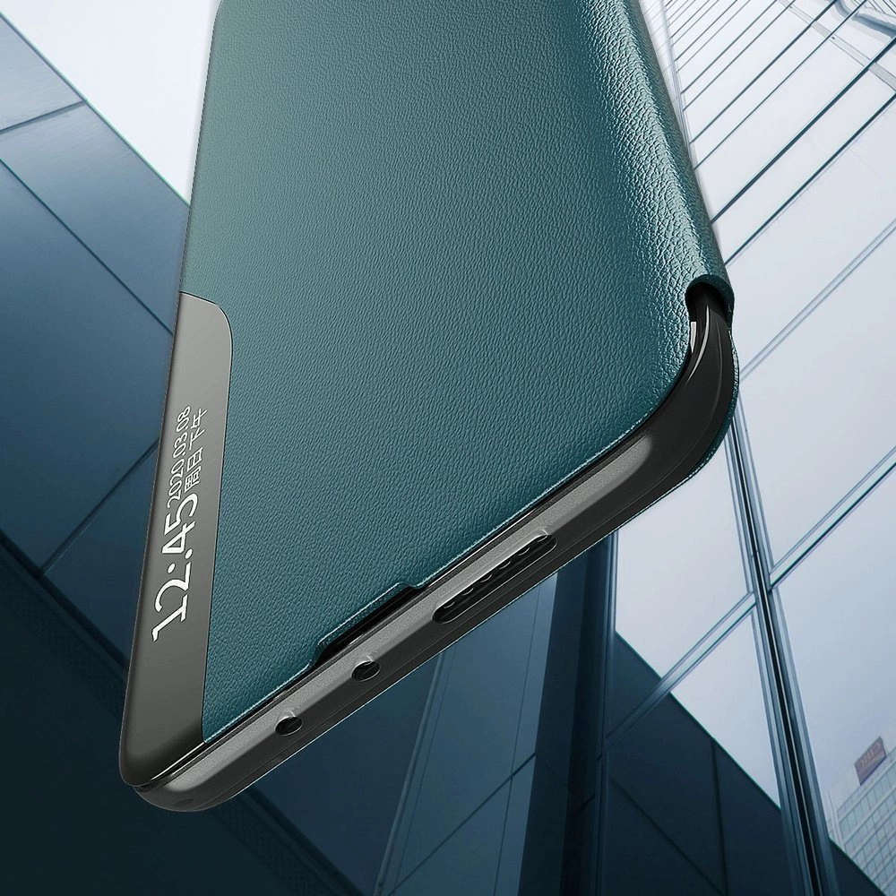 Eco Leather View Case elegant bookcase type case with kickstand for Samsung Galaxy A52s 5G / A52 5G / A52 4G blackeng