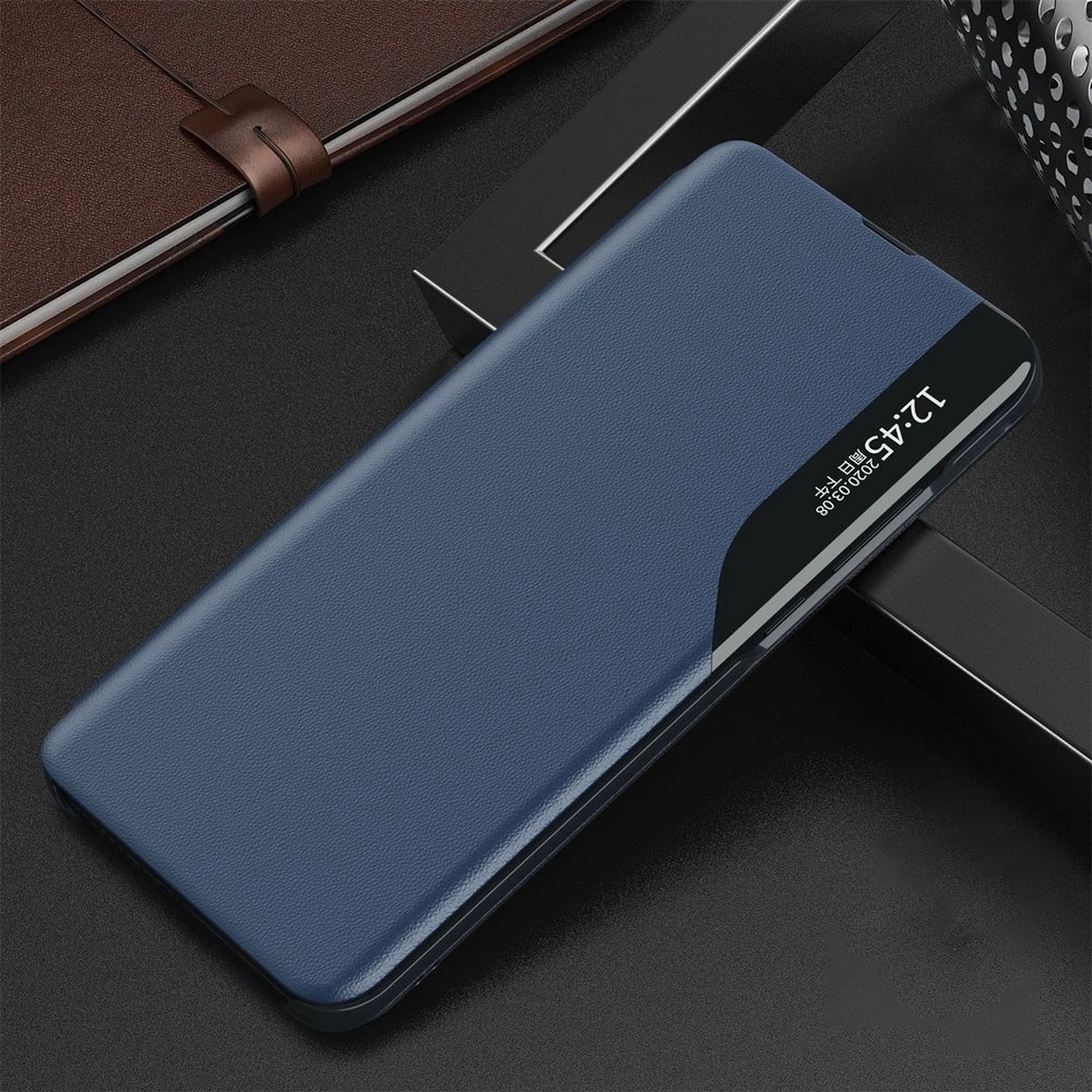 Eco Leather View Case elegant bookcase type case with kickstand for Samsung Galaxy A52s 5G / A52 5G / A52 4G blueeng