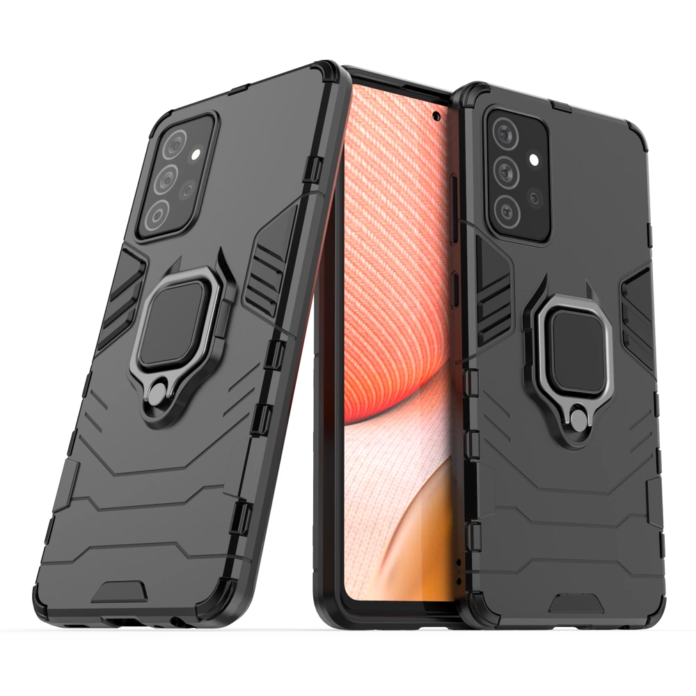 Ring Armor Case Kickstand Tough Rugged Cover for Samsung Galaxy A72 4G blackeng
