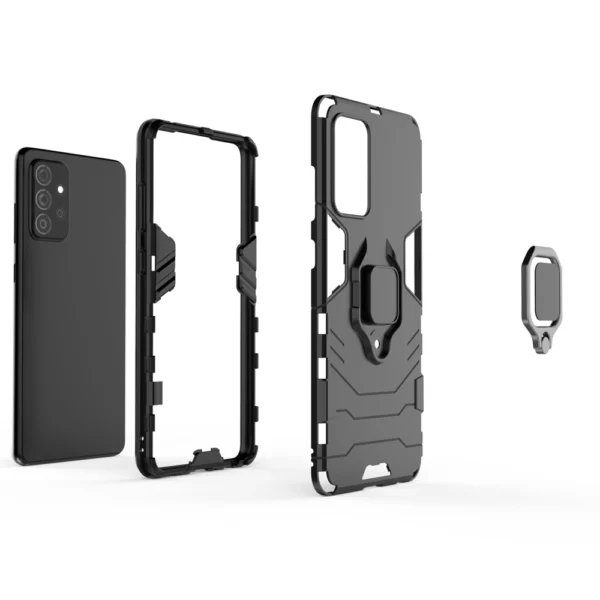 Ring Armor Case Kickstand Tough Rugged Cover for Samsung Galaxy A72 4G blackeng