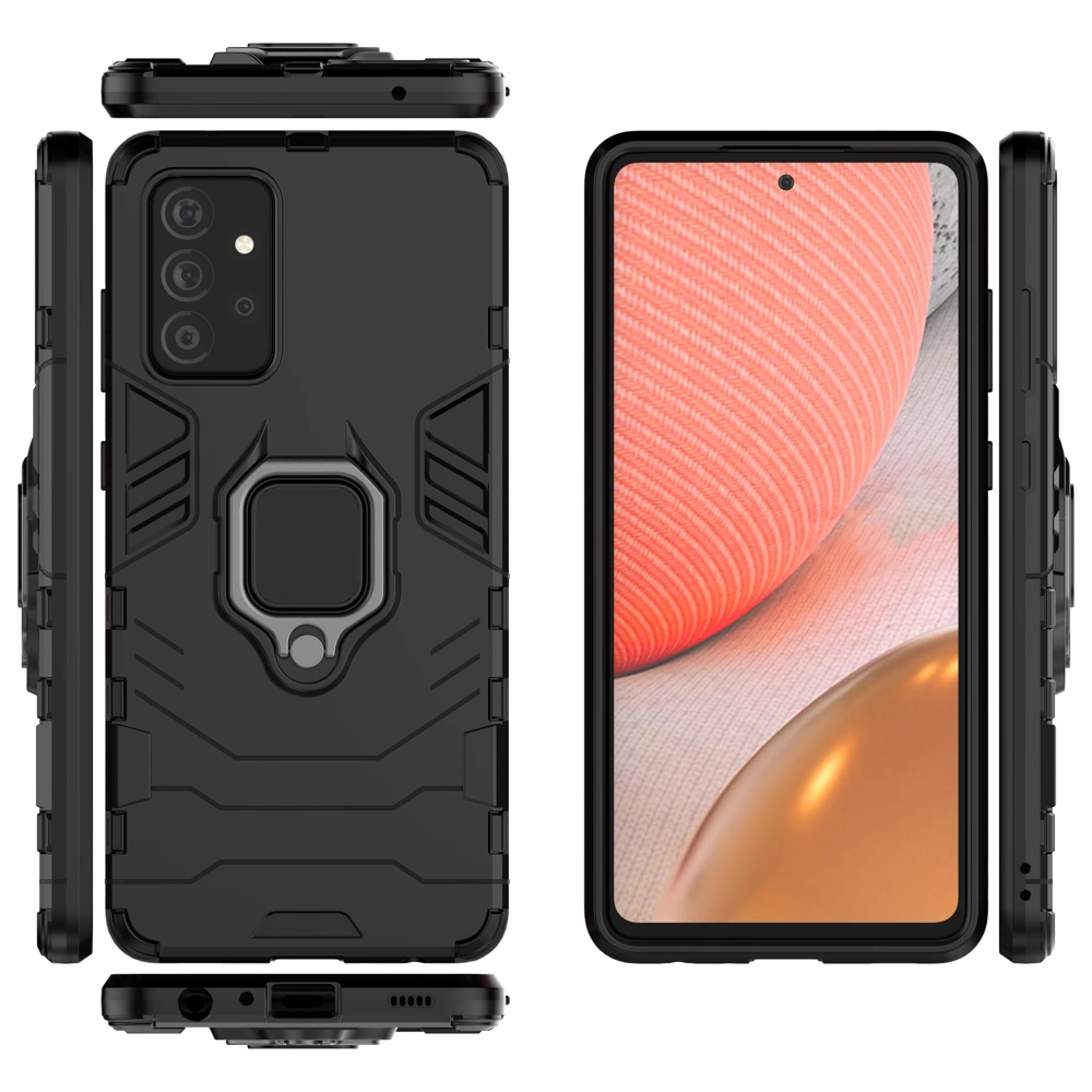 Ring Armor Case Kickstand Tough Rugged Cover for Samsung Galaxy A72 4G blackeng
