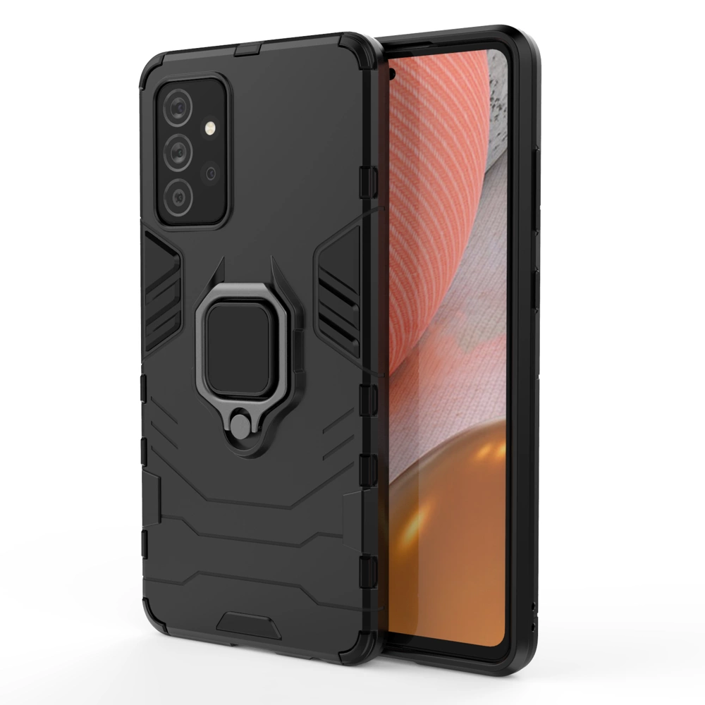 Ring Armor Case Kickstand Tough Rugged Cover for Samsung Galaxy A72 4G blackeng