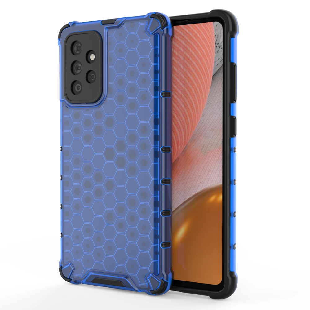 Honeycomb Case armor cover with TPU Bumper for Samsung Galaxy A72 4G blueeng