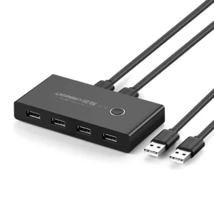 [ON RETURN] Ugreen switch box HUB switch 4x USB 2.0 USB splitter for two computers black (30767)eng