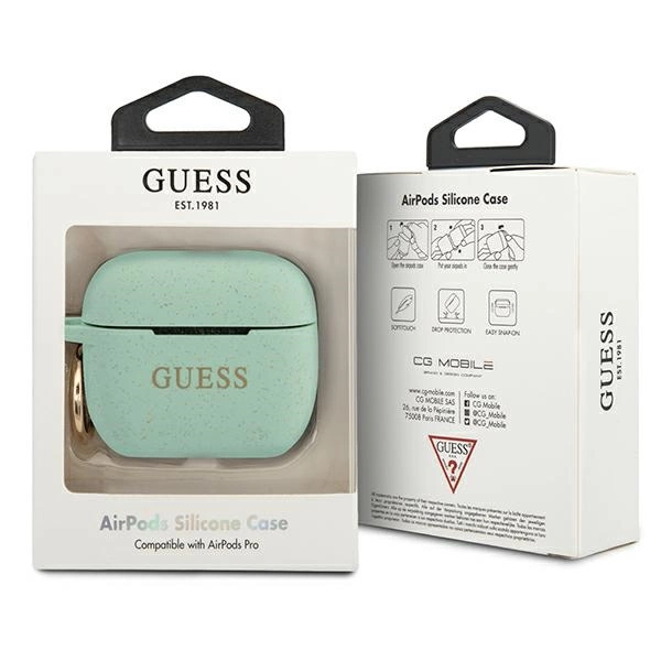 Guess GUACAPSILGLGN AirPods Pro cover green/green Silicone Glittereng
