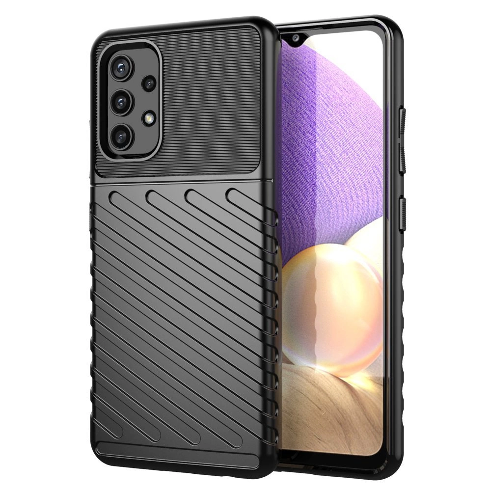 Thunder Case Flexible Tough Rugged Cover TPU Case for Samsung Galaxy A72 4G blackeng