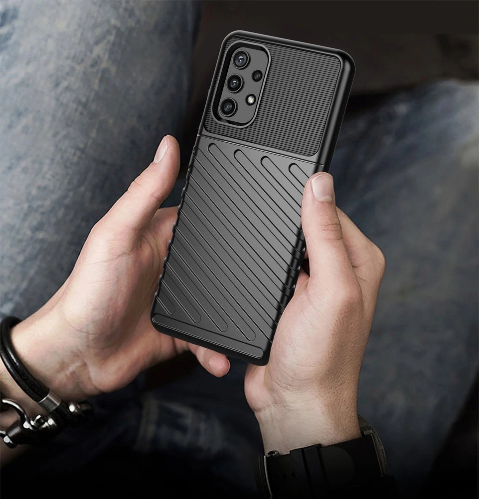 Thunder Case Flexible Tough Rugged Cover TPU Case for Samsung Galaxy A72 4G blackeng