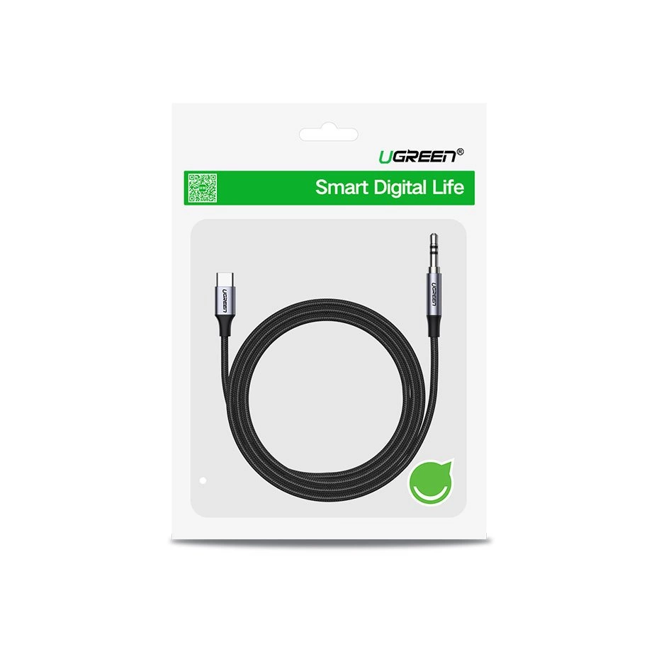 Ugreen AUX stereo audio cable 3.5 mm mini jack - USB Type C for tablet phone 1m black (CM450 20192)eng