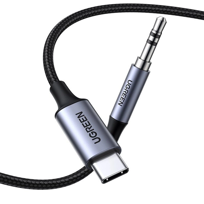Ugreen AUX stereo audio cable 3.5 mm mini jack - USB Type C for tablet phone 1m black (CM450 20192)eng