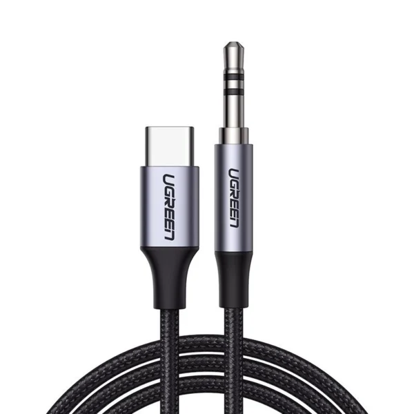 Ugreen AUX stereo audio cable 3.5 mm mini jack - USB Type C for tablet phone 1m black (CM450 20192)eng