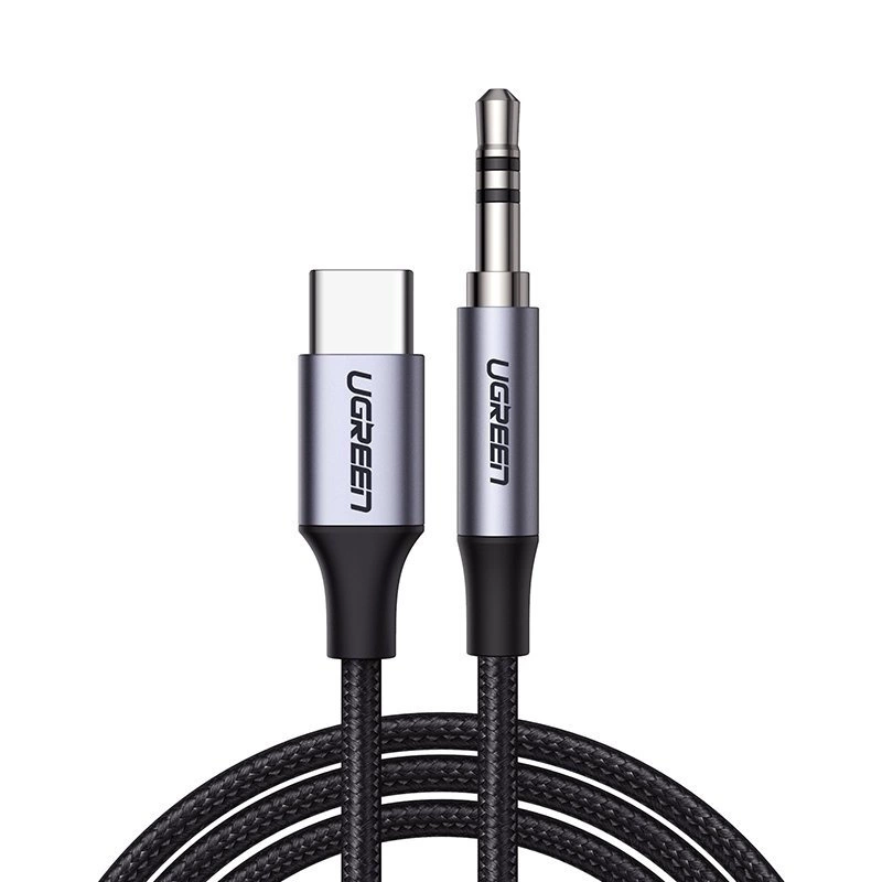 Ugreen AUX stereo audio cable 3.5 mm mini jack - USB Type C for tablet phone 1m black (CM450 20192)eng