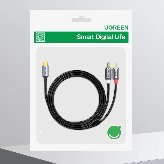 Ugreen audio cable USB Type C (male) - 2RCA (male) 1.5m gray (20193 CM451)eng