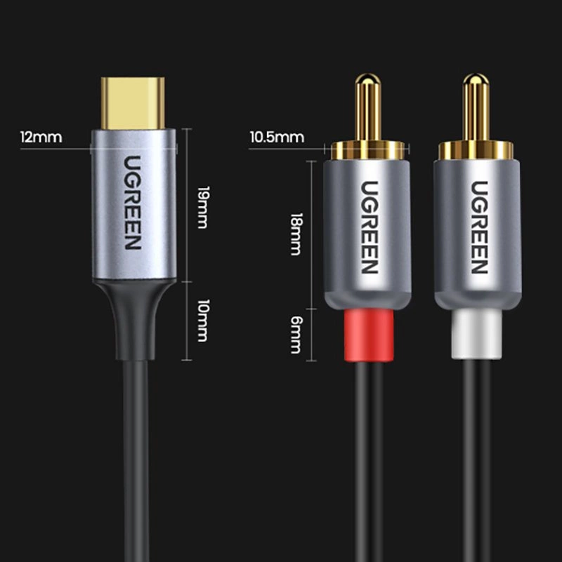 Ugreen audio cable USB Type C (male) - 2RCA (male) 1.5m gray (20193 CM451)eng