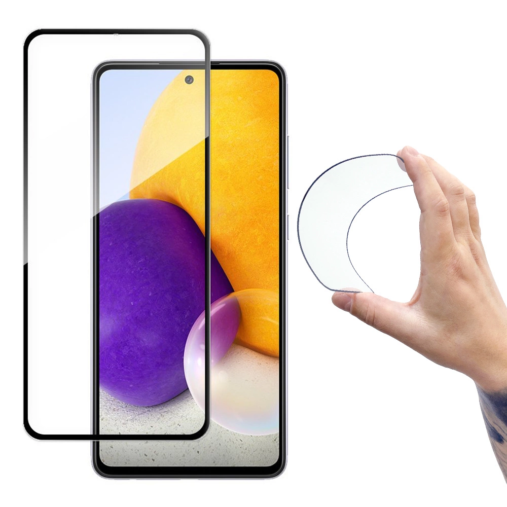 Wozinsky Full Cover Flexi Nano Glass Hybrid Screen Protector with frame for Samsung Galaxy A72 4G blackeng