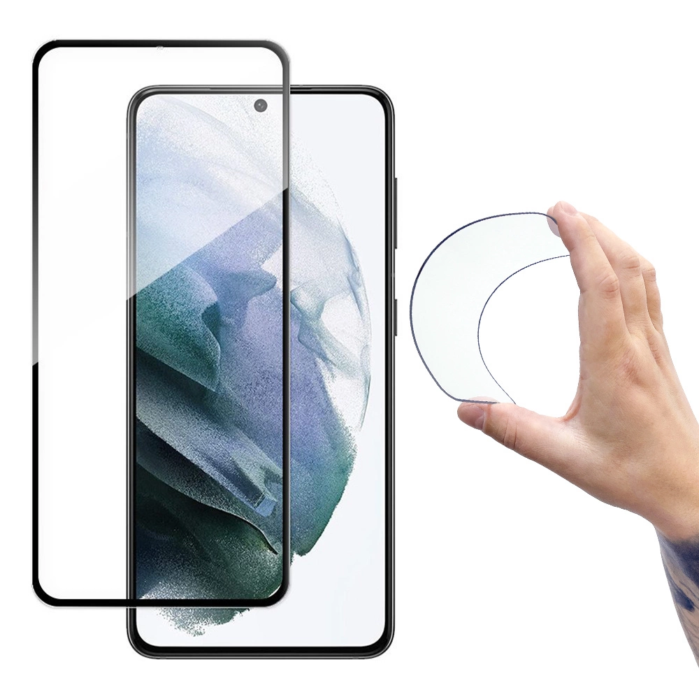 Wozinsky Full Cover Flexi Nano Glass Hybrid Screen Protector with frame for Samsung Galaxy S21+ 5G (S21 Plus 5G) blackeng