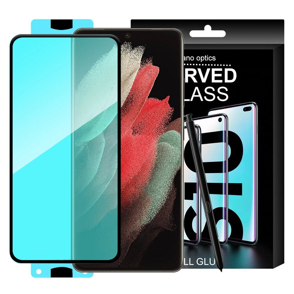 3D Edge Nano Flexi Glass Hybrid Full Screen Protector with frame for Samsung Galaxy S21 Ultra 5G transparenteng