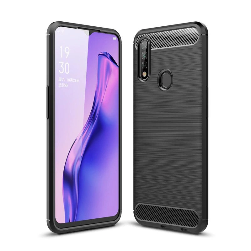 Carbon Case Flexible Cover TPU Case for Oppo A31 blackeng