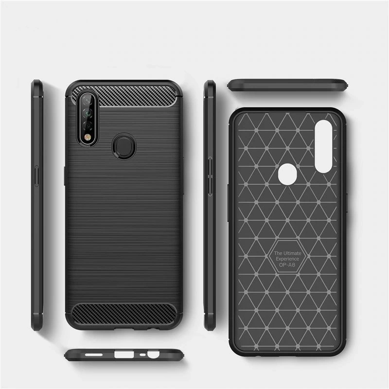 Carbon Case Flexible Cover TPU Case for Oppo A31 blackeng