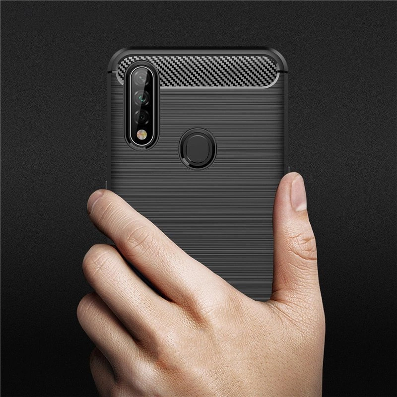 Carbon Case Flexible Cover TPU Case for Oppo A31 blackeng