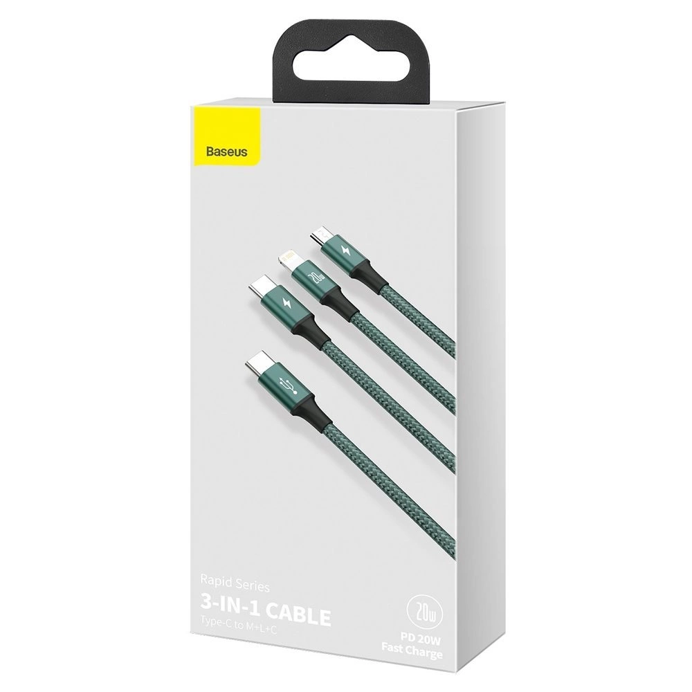 Baseus Rapid Series 3in1 USB-C - USB-C / Lightning / micro USB cable 20W PD 1.5m - greeneng