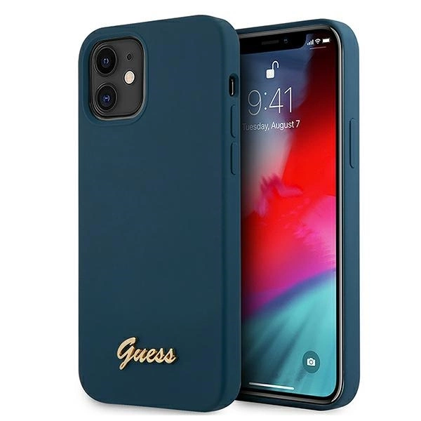 Guess GUHCP12SLSLMGBL iPhone 12 mini 5.4" blue/blue hardcase Metal Logo Scripteng