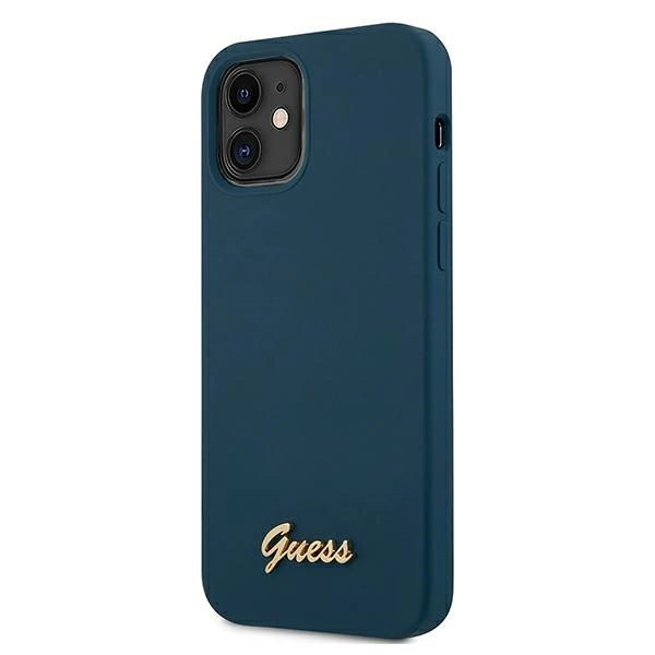Guess GUHCP12SLSLMGBL iPhone 12 mini 5.4" blue/blue hardcase Metal Logo Scripteng