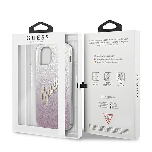 Guess GUHCP12SPCUGLSPI iPhone 12 mini 5.4" pink/pink hardcase Glitter Gradient Scripteng