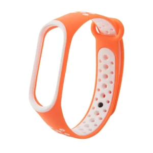 Silicone strap for Xiaomi Mi Band 3 / 4 wristband strap - orange - whiteeng