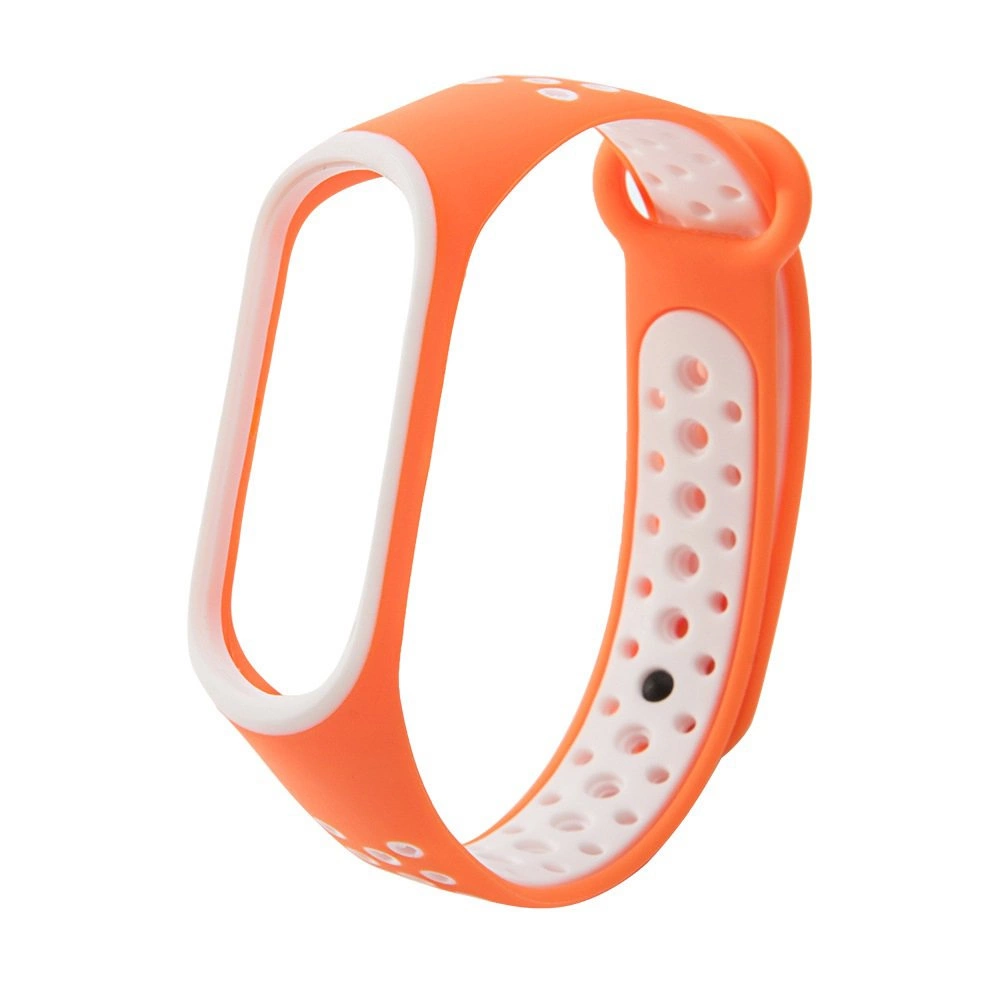 Silicone strap for Xiaomi Mi Band 3 / 4 wristband strap - orange - whiteeng