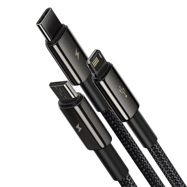 Baseus Tungsten 3in1 cable USB - USB Type C / Lightning / micro USB 3.5 A 1.5 m black (CAMLTWJ-01)eng