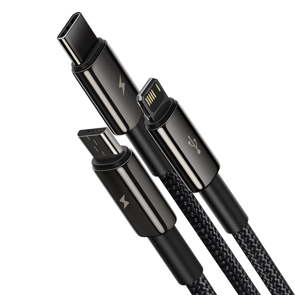 Baseus Tungsten 3in1 cable USB - USB Type C / Lightning / micro USB 3.5 A 1.5 m black (CAMLTWJ-01)eng