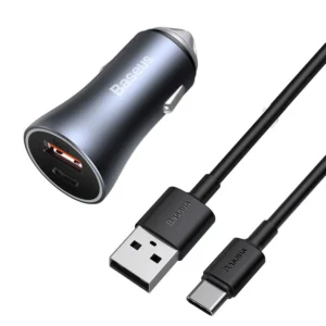 Baseus Golden Contactor Pro car charger USB-C / USB-A 40W PD QC 4+ SCP FCP AFC + cable - grayeng