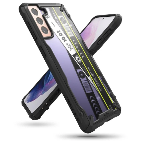 Ringke Fusion X Design durable PC Case with TPU Bumper for Samsung Galaxy S21+ 5G (S21 Plus 5G) black (Ticket band) (XDSG0052)eng