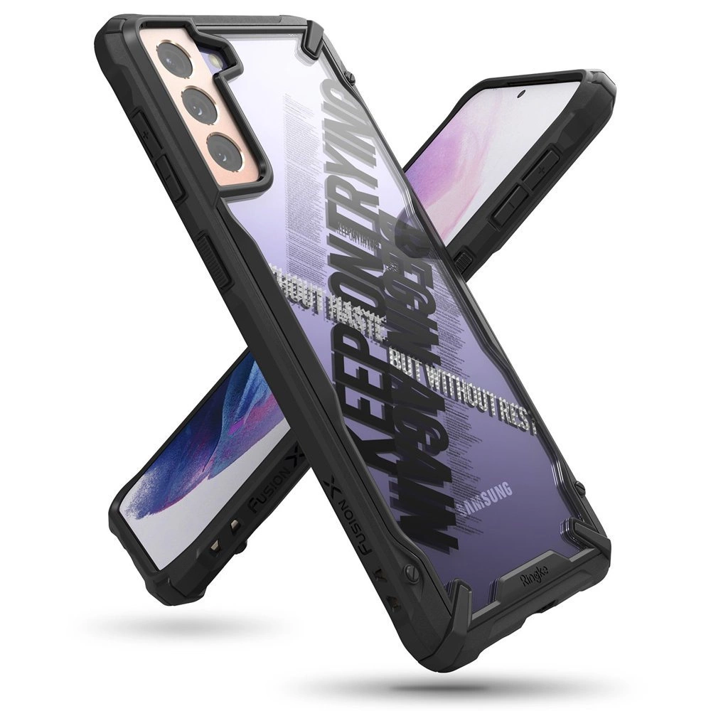 Ringke Fusion X Design durable PC Case with TPU Bumper for Samsung Galaxy S21+ 5G (S21 Plus 5G) black (Cross) (XDSG0053)eng