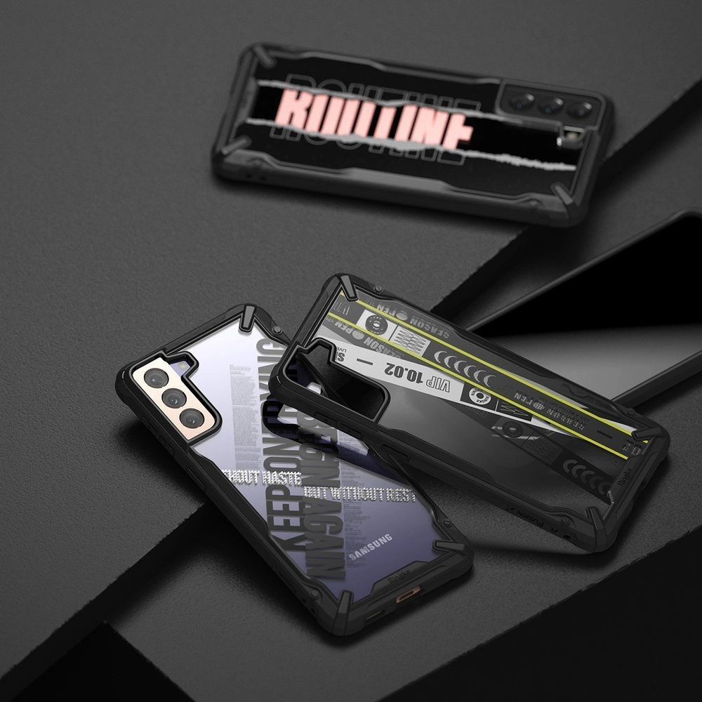 Ringke Fusion X Design durable PC Case with TPU Bumper for Samsung Galaxy S21+ 5G (S21 Plus 5G) black (Cross) (XDSG0053)eng